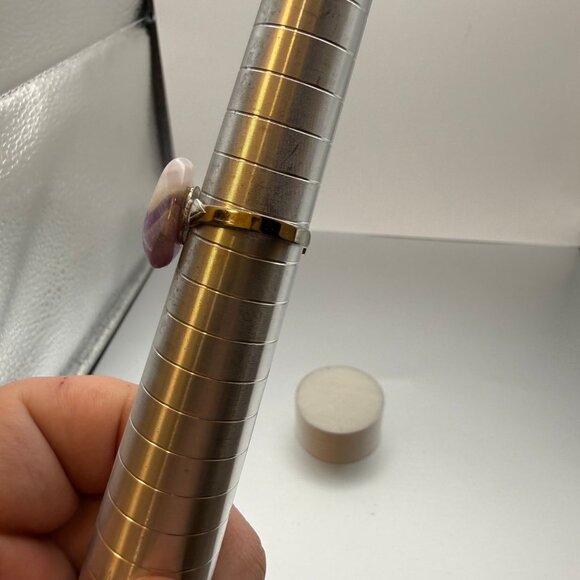 Vintage Amethyst Stone Jewelry Lot Ring Pendant Earrings Trio - Picture 5 of 5